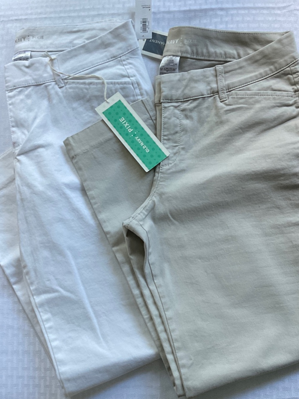Old Navy Women Pixie Chinos  in White and Light Khaki